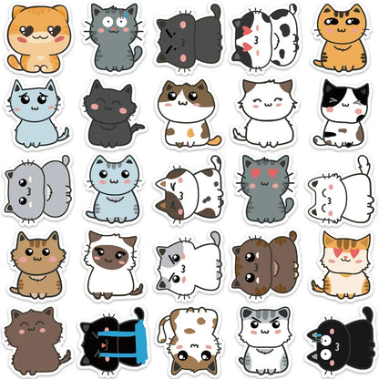 50PCS Cute Cat Expression Personality Graffiti Sticker Suitcase Skateboard Helmet DIY Guitar Notebook Waterproof