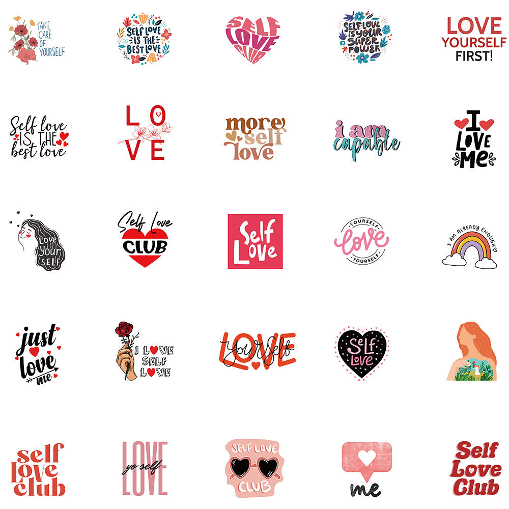 50PCS Self Love Stickers - Positive Affirmation Decals for Journals, Planners, Water Bottles & Mental Wellness Gifts