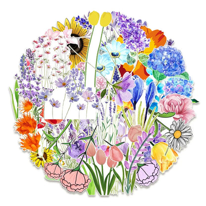 50PCS Flowers and Plants Personalized Graffiti Waterproof Sticker Suitcase NotebookRefrigeratorSkateboardWaterCup