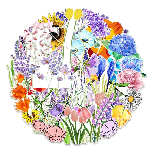 50PCS Flowers and Plants Personalized Graffiti Waterproof Sticker Suitcase NotebookRefrigeratorSkateboardWaterCup