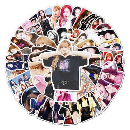 50PCS New Black Pink Pop Korean Girl Group Sticker For Luggage Laptop iPad Skateboard Guitar Phone Case Sticker