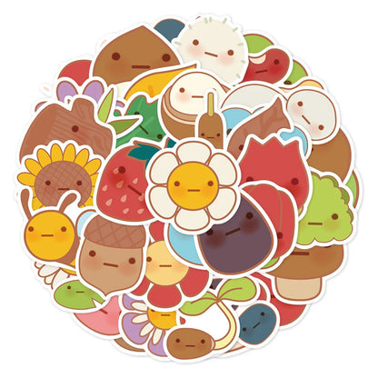 43PCS Cartoon Cute Plants Graffiti Stickers Personality Fashion Creative DIY Decoration Stickers Refrigerator Water Cup Skateboard Guitar Helmet Popular Decals Toys
