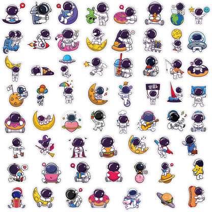 50PCS Cartoon Astronaut Doodle Stickers Perfect for Skateboards, Laptops, Water Bottles, Helmets, Guitars, Stationery Boxes Exquisite DIY Desktop Decor Decals