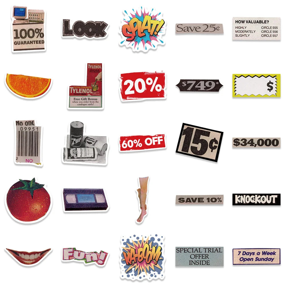 50PCS Pop Style Stickers Personality Can Be Decorated Luggage Notebook Waterproof Removable Stickers