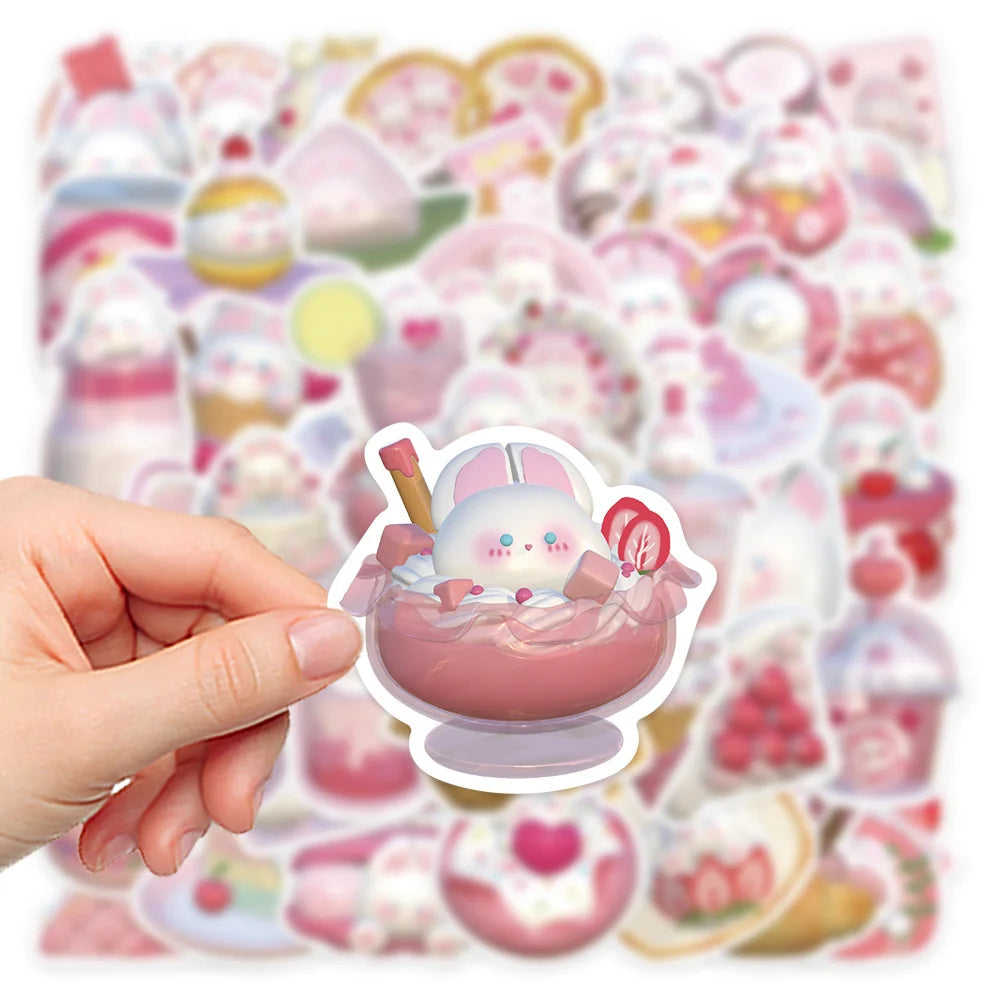 50PCS Cartoon Cute Rabbit Graffiti Sticker Personality Creative Sticker Desk Guitar Computer  Waterproof Sticker