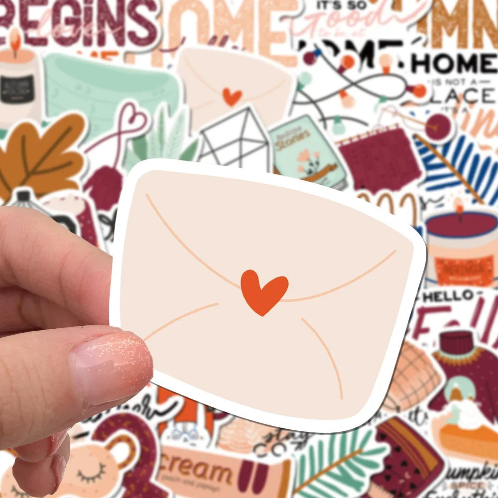 50PCS Autumn Small Fresh Trend Graffiti Waterproof Sticker Decoration Notebook Gift Suitcase iPad Guitar Helmet