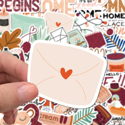 50PCS Autumn Small Fresh Trend Graffiti Waterproof Sticker Decoration Notebook Gift Suitcase iPad Guitar Helmet