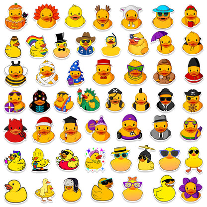 50PCS Sunny Yellow Duck Doodle Stickers, Cute Bath Time Cartoon Decals for Cheerful Vibes and Kids‘ Crafts