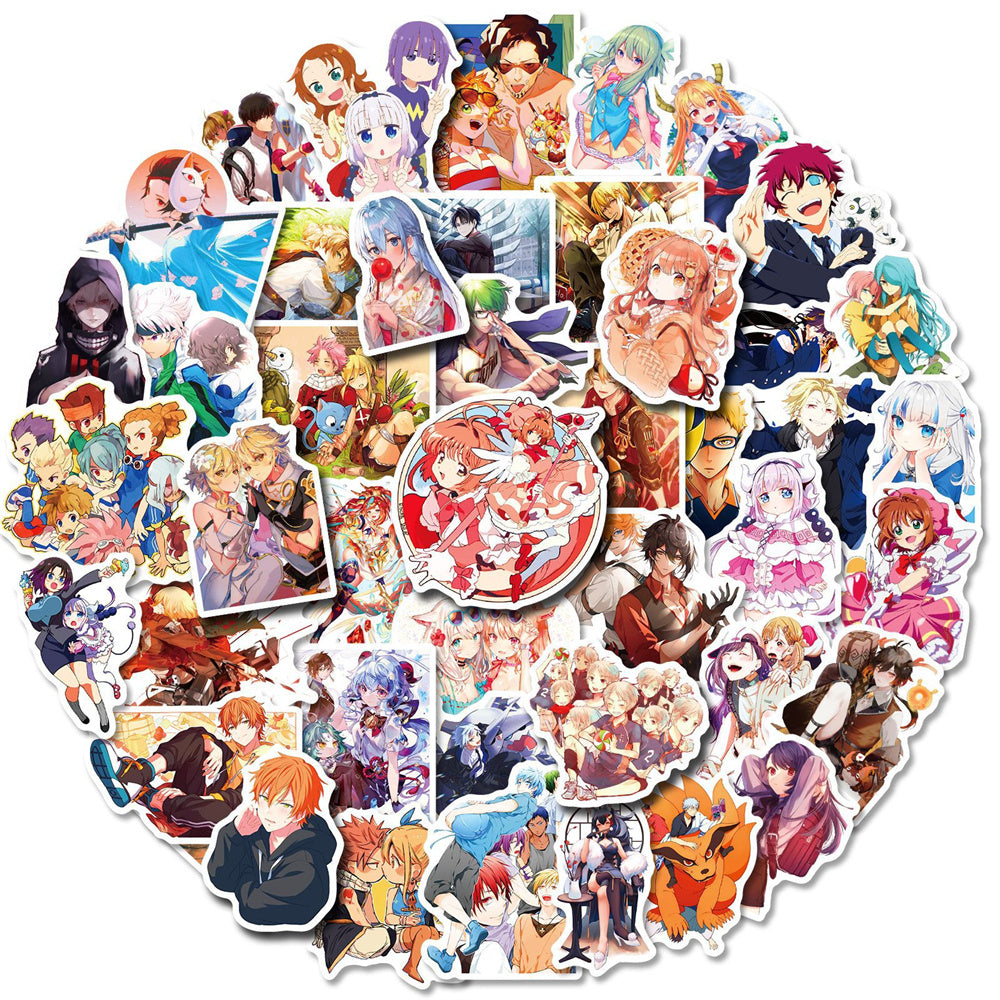 50PCS Anime Character Stickers - Cartoon Collection Decals for Laptops, Water Bottles, Journals & Otaku Gifts