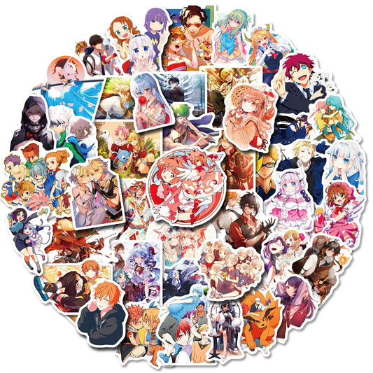50PCS Anime Character Stickers - Cartoon Collection Decals for Laptops, Water Bottles, Journals & Otaku Gifts
