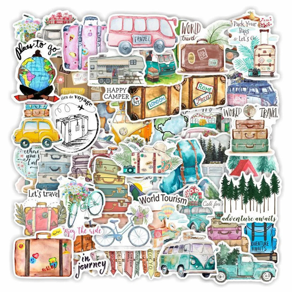 50PCS Cartoon Travel Forest Sticker Graffiti Luggage Laptop Helmet Car Computer Pattern Scrapbook Toy Decoration