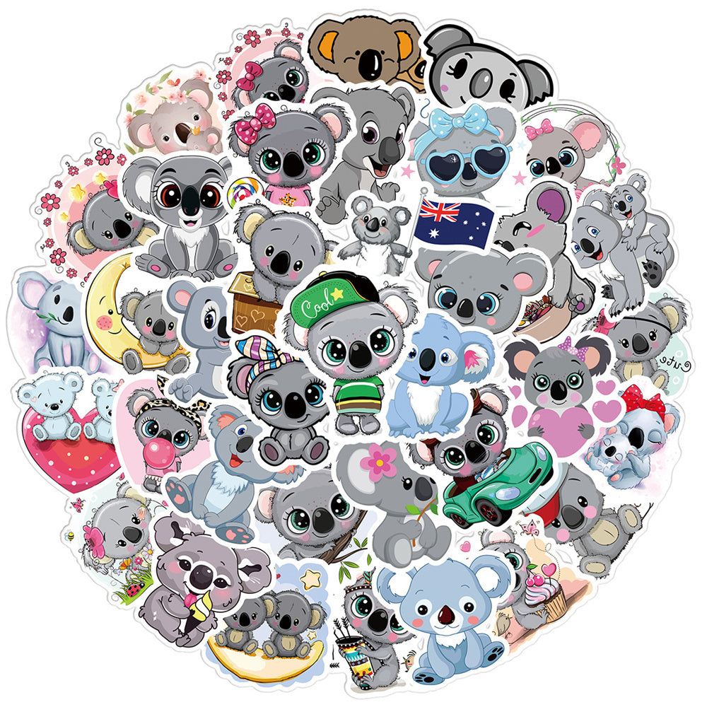 50PCS Cute Koala Stickers - Australian Animal Decals for Laptops, Water Bottles, Planners & Animal Lover Gifts