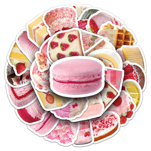 50PCS Cake & Dessert Stickers - Sweet Food Decals for Planners, Water Bottles, Baking Journals & Food Lover Gifts