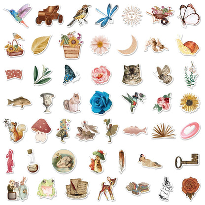 50PCS Retro Style Journal Art Stickers for Toy Luggage Laptop IPad Gift Skateboard Mug Waterproof Stickers