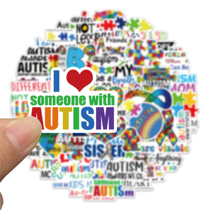 50PCS Autism Graffiti Stickers Luggage Refrigerator Notebook Hand Account Skateboard Water Cup Decoration