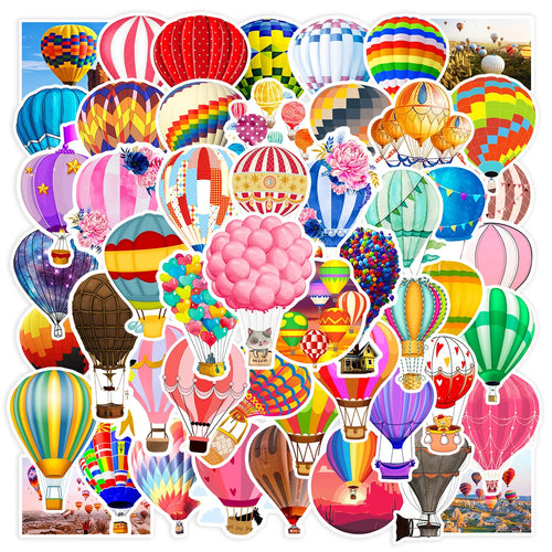 50PCS Cartoon Colorful Hot Air Balloon Sticker Graffiti iPad Notebook Computer  Pattern Scrapbook Toy Decoration