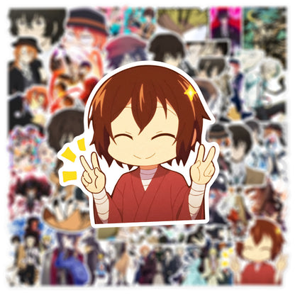 50PCS Cartoon Anime Bungo Stray Dogs Doodle Stickers Exquisite and Stylish DIY Journal Decorative Decals Suitable for Suitcases, Guitars, Helmets, Skateboards, and Stationery Cases