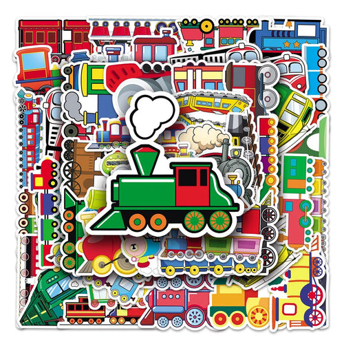 50 pieces of cartoon train graffiti stickers, personalized, fashionable and creative DIY decorative sticker toys, refrigerator, guitar, water cup, helmet, popular stickers