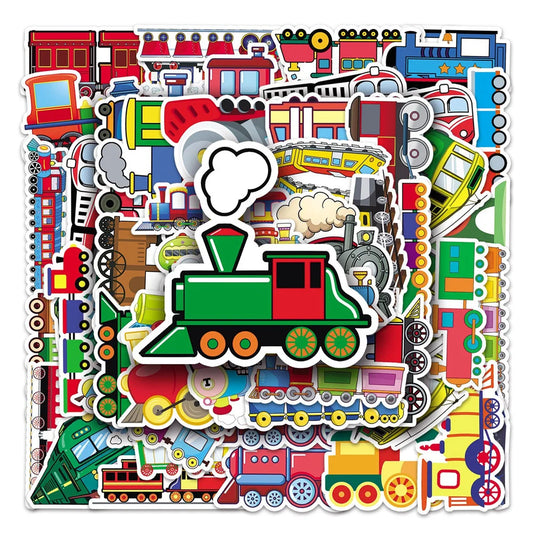 50 pieces of cartoon train graffiti stickers, personalized, fashionable and creative DIY decorative sticker toys, refrigerator, guitar, water cup, helmet, popular stickers