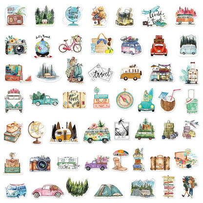 50PCS Cartoon Travel Forest Sticker Graffiti Luggage Laptop Helmet Car Computer Pattern Scrapbook Toy Decoration