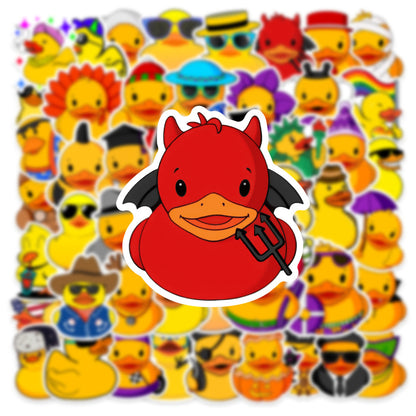 50PCS Sunny Yellow Duck Doodle Stickers, Cute Bath Time Cartoon Decals for Cheerful Vibes and Kids‘ Crafts