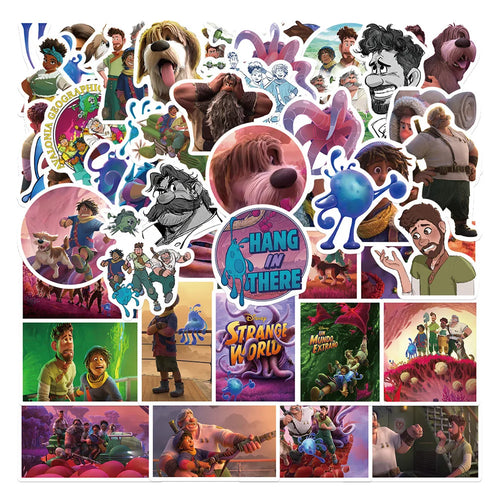 50 pieces of Strange World cartoon graffiti stickers, personalized, fashionable and creative DIY exquisite and trendy decorative stickers, refrigerator, skateboard, mug, helmet, guitar, popular sticker toys