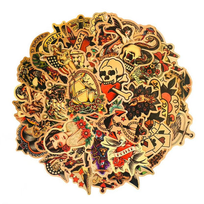 50PCS Cartoon Classic Retro European & American Style Graffiti Stickers Perfect for Phone Cases, Water Bottles, Helmets, Guitars Exquisite Creative Decorations for Notebooks & Stickers