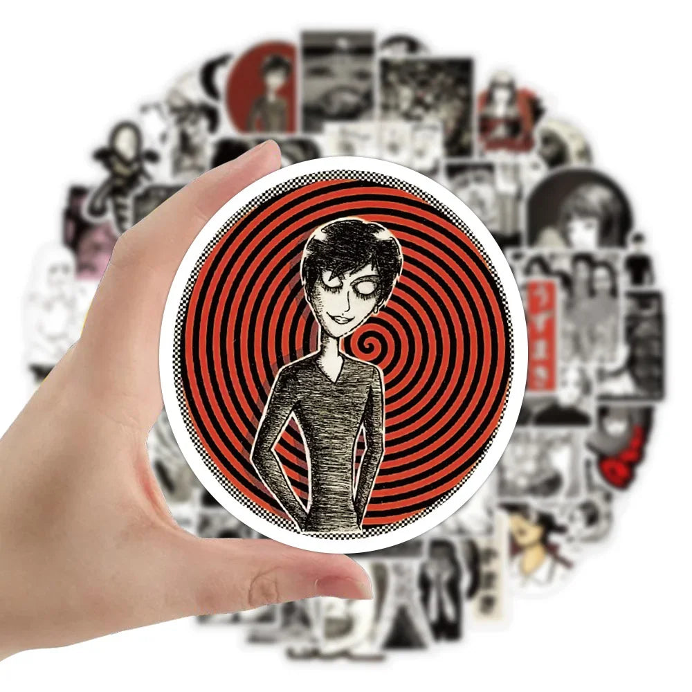 50PCS Japanese Comics Tomoe Ito Junji Graffiti Stickers Waterproof Luggage Laptop Scooter Stickers