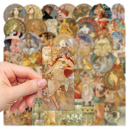 50PCS Vintage Portrait Doodle Stickers, Retro Cartoon People Decals for Journals, Planners, and Artistic Projects