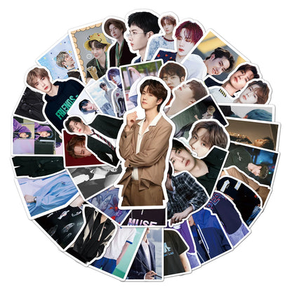 50PCS Cartoon Fashion Wang Yibo Sticker Graffiti iPad Helmet Notebook  Computer Pattern Scrapbook Toy Decoration