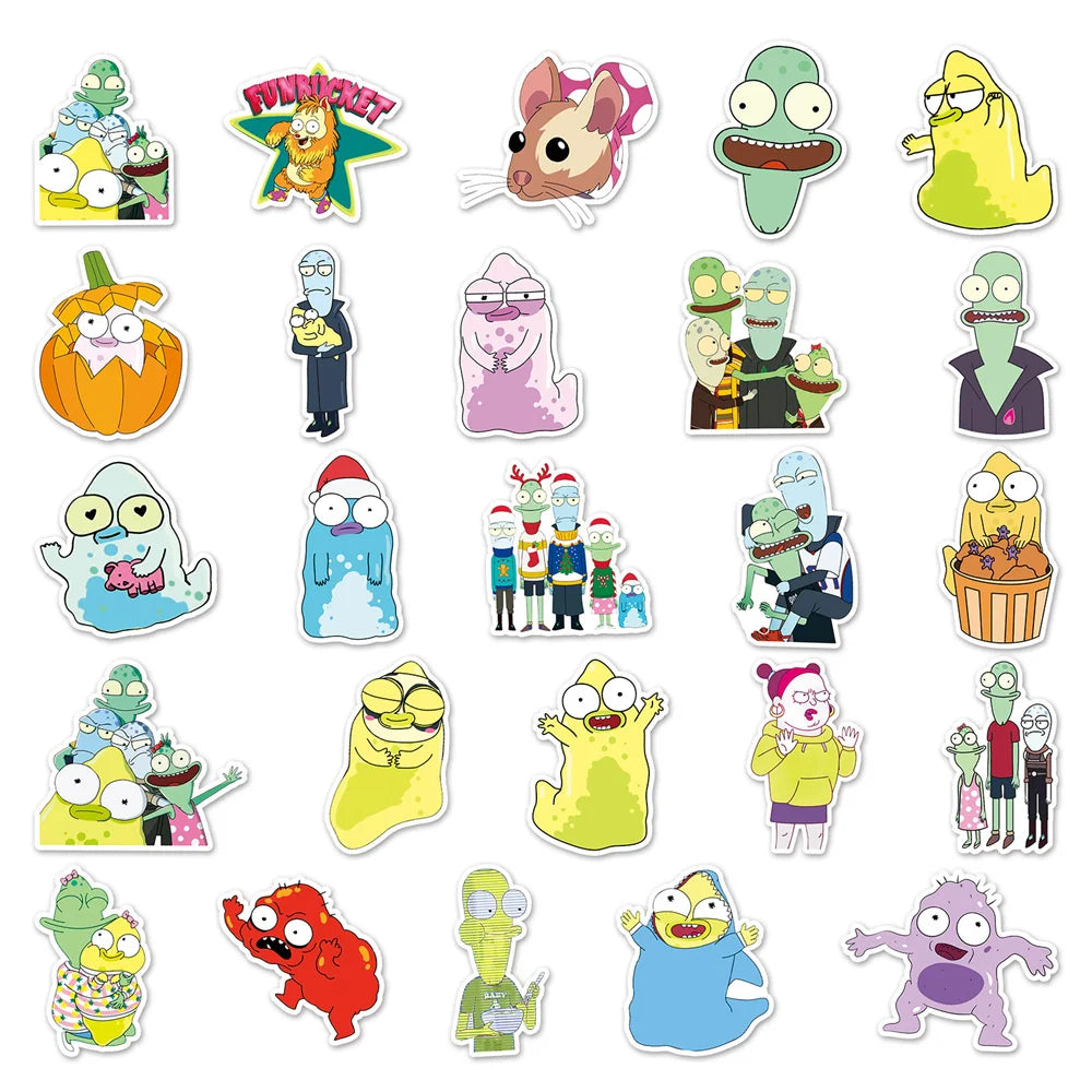 50pcs Funny Animated Solar Opposites Stickers For Toys Luggage Laptop Ipad Skateboard Fridge Car Stickers
