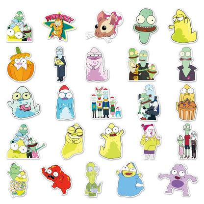 50pcs Funny Animated Solar Opposites Stickers For Toys Luggage Laptop Ipad Skateboard Fridge Car Stickers