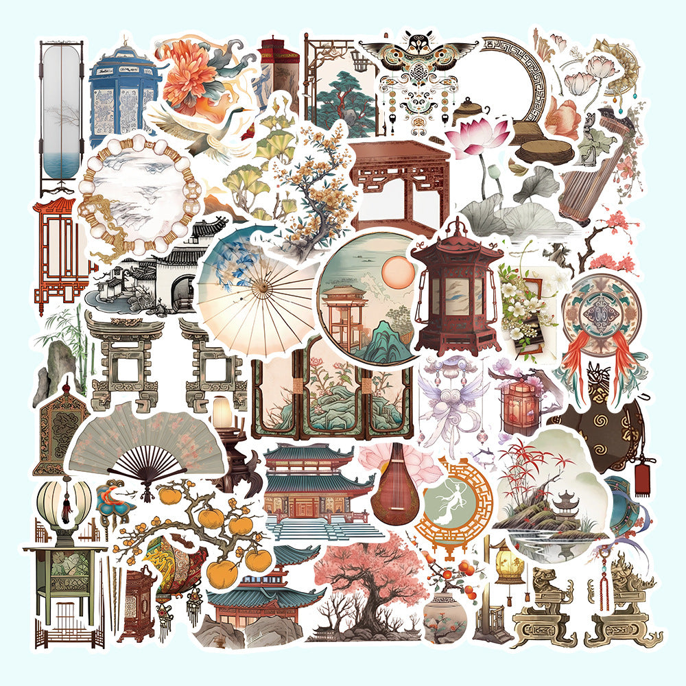 50PCS Literary Archaeology Stickers - Scriptorial Relic Decals for Textual Stratigraphy Maps, Bibliographic Memory Excavation & Paleographic Aesthetic Projects