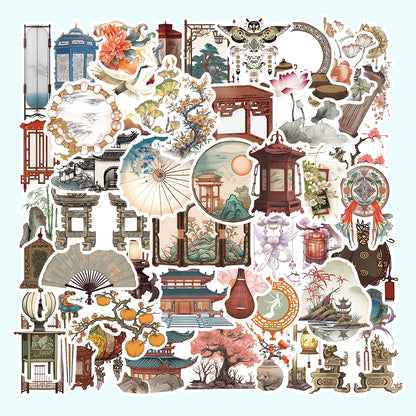 50PCS Literary Archaeology Stickers - Scriptorial Relic Decals for Textual Stratigraphy Maps, Bibliographic Memory Excavation & Paleographic Aesthetic Projects