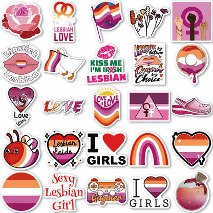50PCS Lesbian Pride Graffiti Waterproof Sticker Personalized Laptop Refrigerator Skateboard Guitar Lily Water Cup