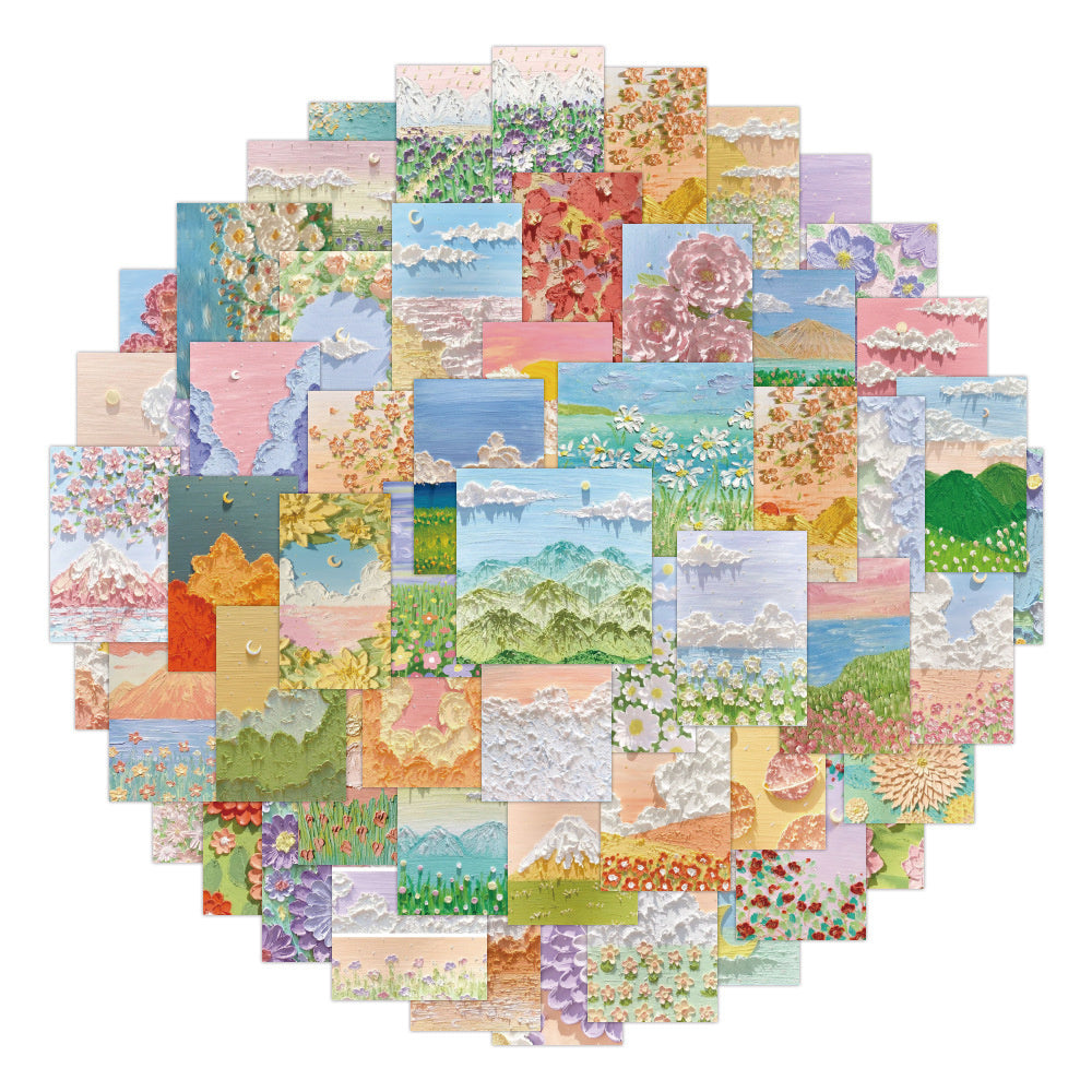 50PCS Ins Healing Floral Plant Oil Painting Doodle Stickers Exquisite, Stylish, Creative DIY Journal Decorative Decals Suitable for Bags, Laptops, Skateboards, Guitars, Water Bottles, Stationery Cases