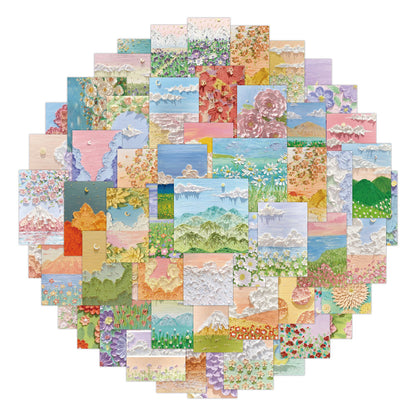 50PCS Ins Healing Floral Plant Oil Painting Doodle Stickers Exquisite, Stylish, Creative DIY Journal Decorative Decals Suitable for Bags, Laptops, Skateboards, Guitars, Water Bottles, Stationery Cases