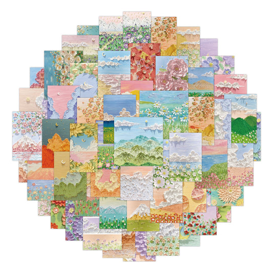 50PCS Ins Healing Floral Plant Oil Painting Doodle Stickers Exquisite, Stylish, Creative DIY Journal Decorative Decals Suitable for Bags, Laptops, Skateboards, Guitars, Water Bottles, Stationery Cases