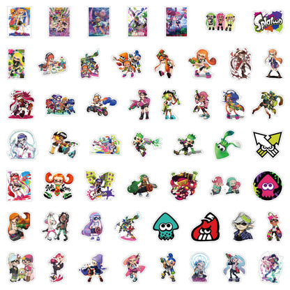 50PCS Splatoon-Inspired Stickers, Cute Cartoon Inkling & Colorful Doodle Decals for Gamers and Fans