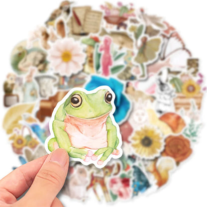 50PCS Retro Style Journal Art Stickers for Toy Luggage Laptop IPad Gift Skateboard Mug Waterproof Stickers