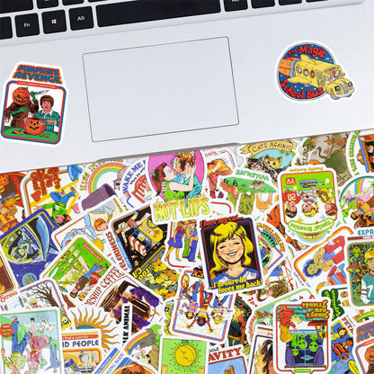 50PCS Retro European & American Humor Graffiti Stickers for Suitcases, Guitars, Water Bottles, Skateboards, Helmets, and More Exquisite DIY Desktop Decor Decals
