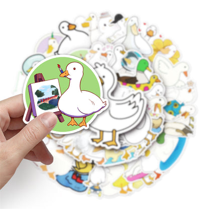 50PCS Cute Duck Doodle Stickers, Cartoon Animal Vinyl Decals for Laptops, Water Bottles, Nursery Decor