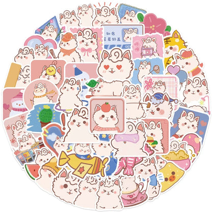 50pcs Hand-painted Cartoon Alpaca Personalized Trendy Water Cup Decoration Sticker, Computer Phone Case Bicycle