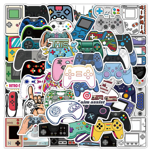 50PCS Cartoon Childhood Memories Game Electric Controller Sticker iPad Mobile Phone DIY Scrapbook Toy Decoration