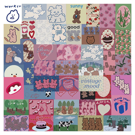 50PCS Little Fresh Girly Heart Graffiti Waterproof Sticker Toy Decoration Notebook Gift iPad Guitar PVC Sticker