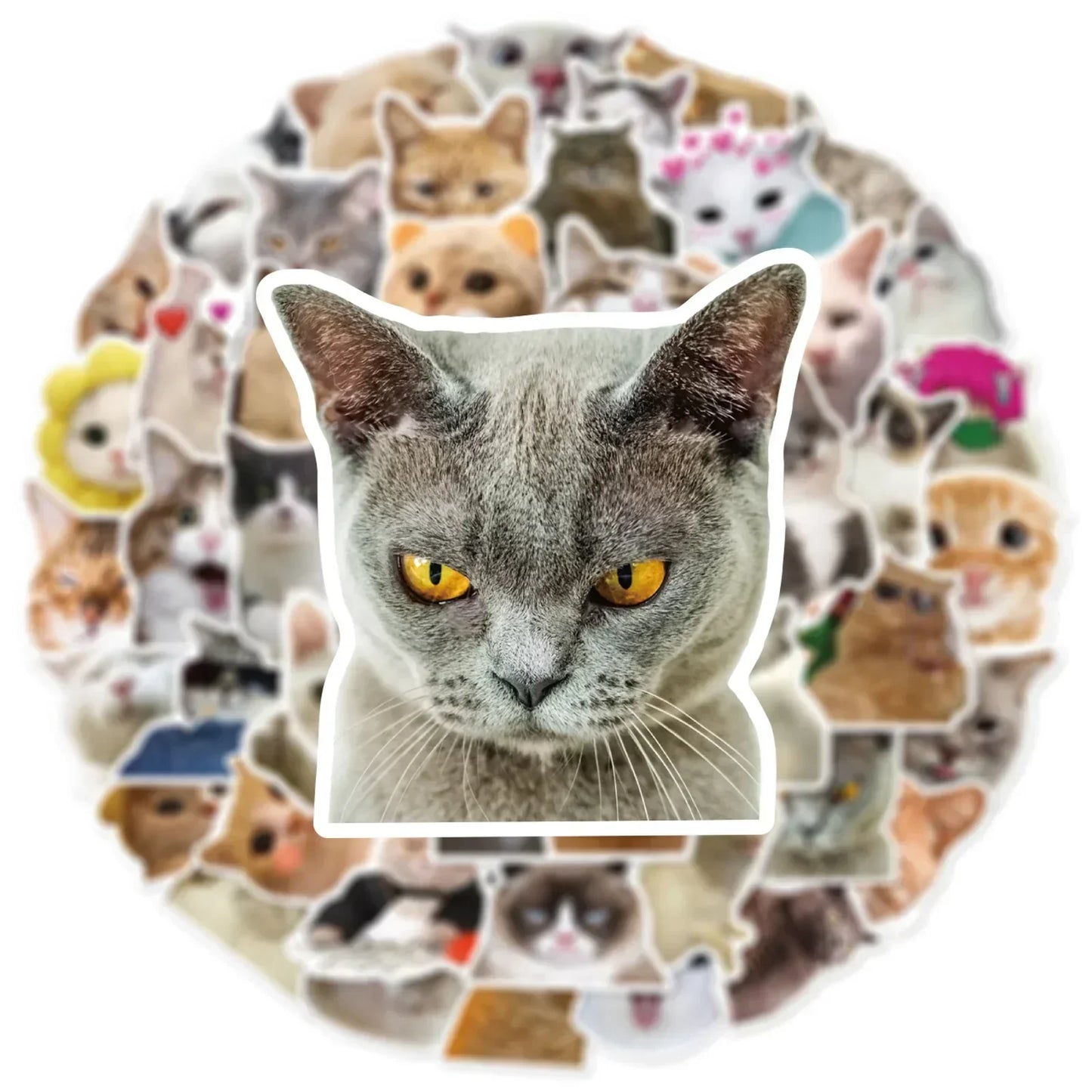 50PCS Fashionable Cute Cartoon Cat Graffiti Sticker Decoration DIY Guitar Laptop Mobile Phone Luggage  Notebook