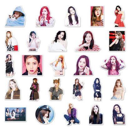50PCS New Black Pink Pop Korean Girl Group Sticker For Luggage Laptop iPad Skateboard Guitar Phone Case Sticker