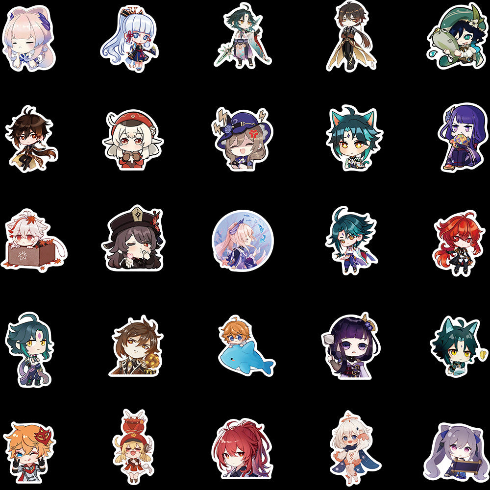 50PCS Cartoon Genshin Impact Character Doodle Stickers Perfect for laptops, luggage, water bottles, helmets, skateboards, pencil cases Exquisite creative decorative decals