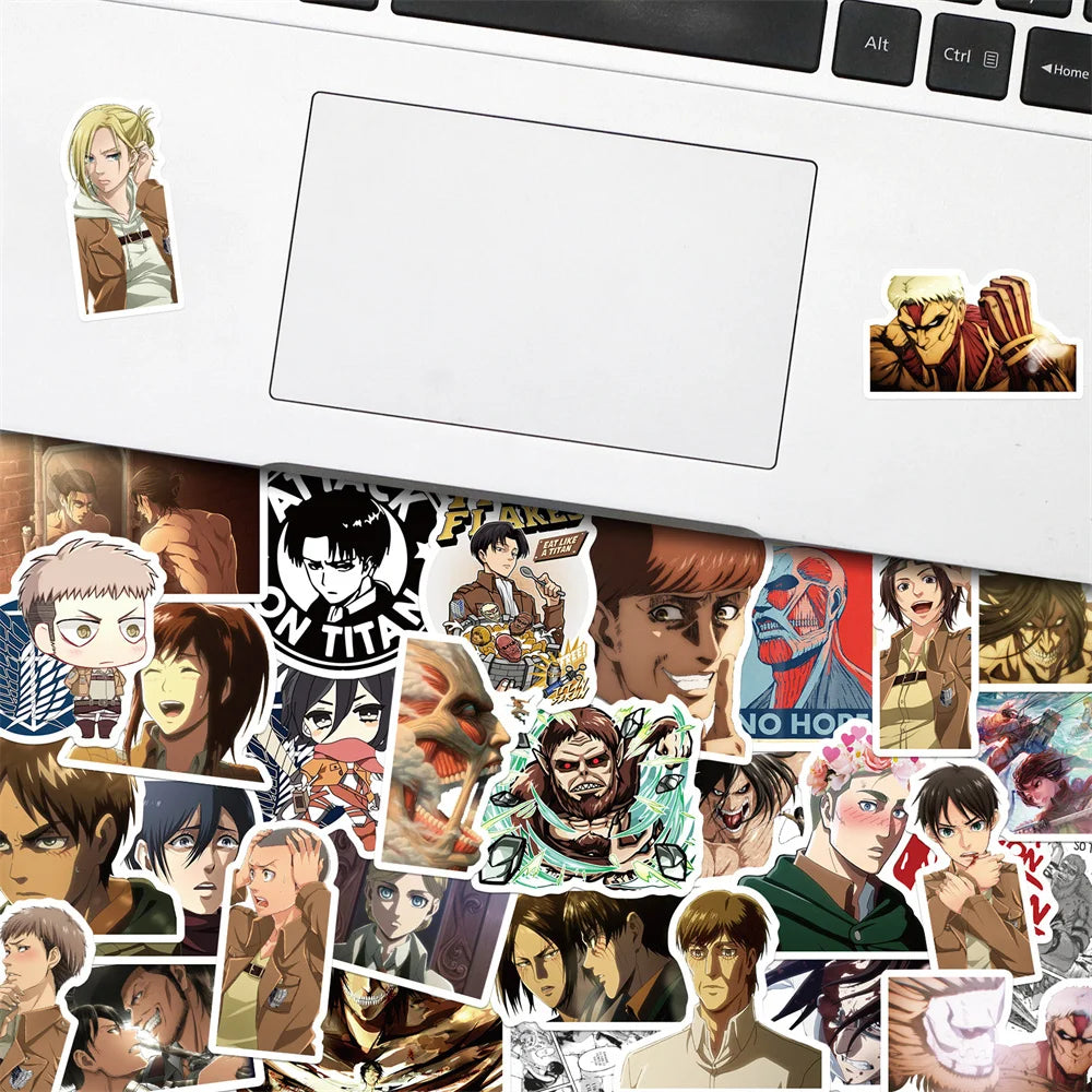 50pcs Anime Attack On Titan New Sticker For Luggage Laptop Ipad Cup Skateboard Phone Case Guitar Sticker