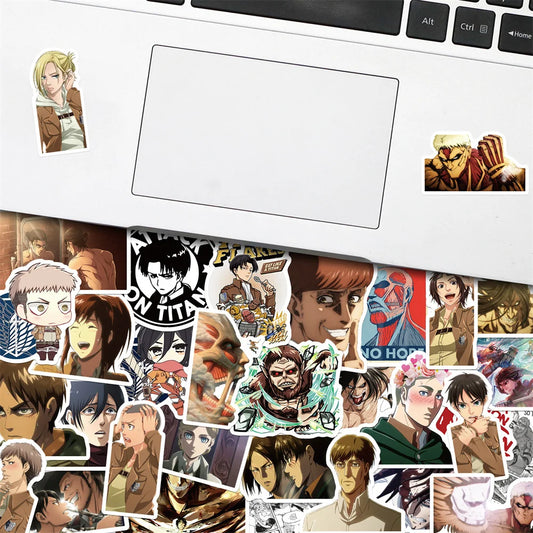 50pcs Anime Attack On Titan New Sticker For Luggage Laptop Ipad Cup Skateboard Phone Case Guitar Sticker